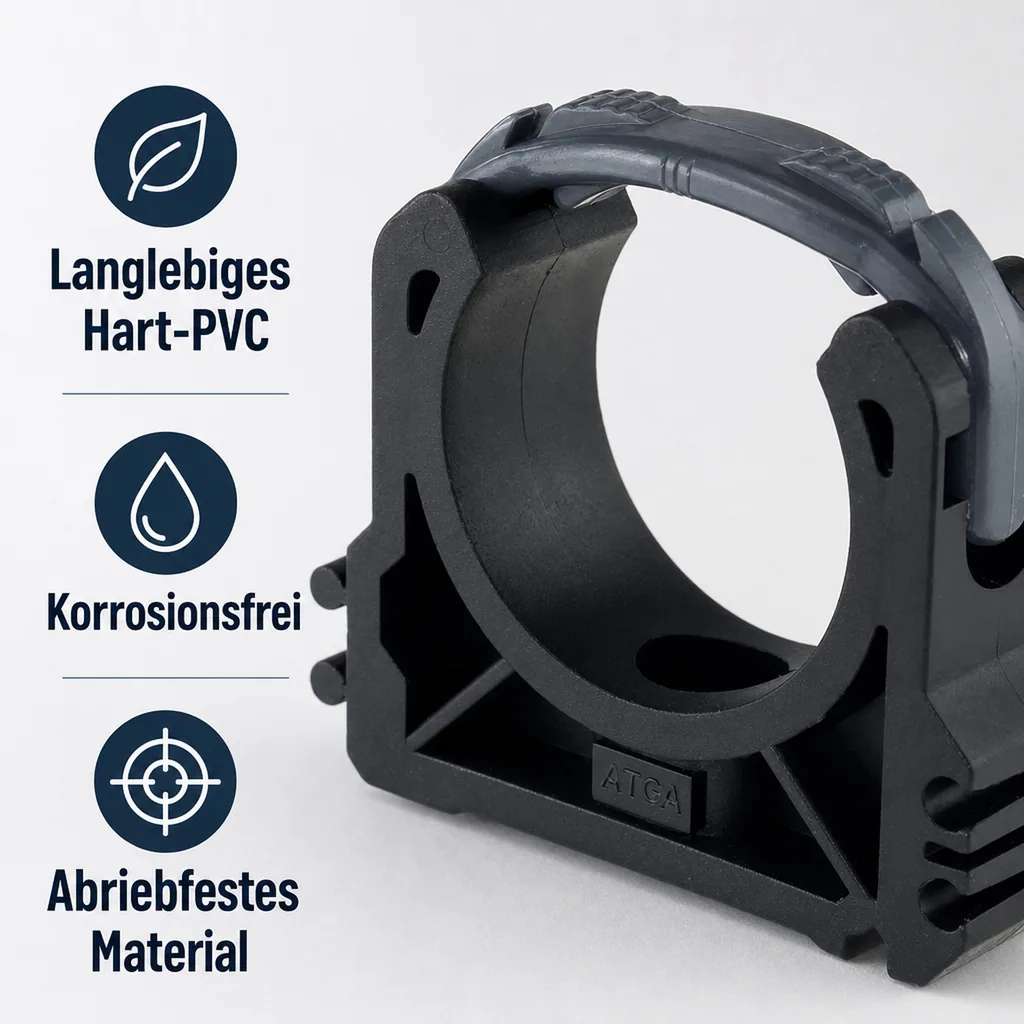PVC Rohrklemme 40 mm, PVC-U, Rohrbefestigung für Teichbau und Aquaristik