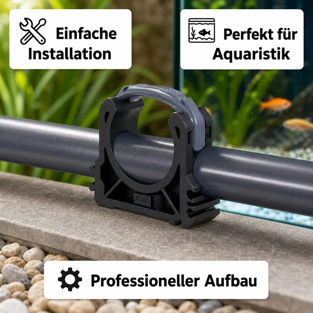 PVC Rohrklemme 40 mm, PVC-U, Rohrbefestigung für Teichbau und Aquaristik