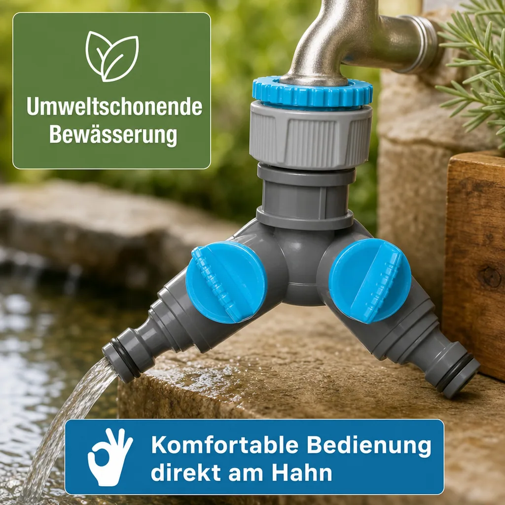 Garten Verteiler, 2 Wege Verteiler mit Absperrhahn