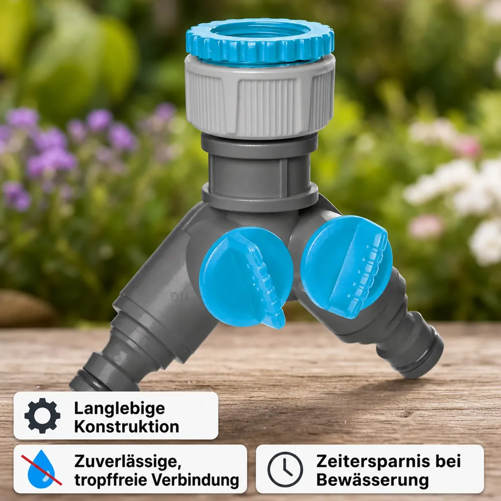 Garten Verteiler, 2 Wege Verteiler mit Absperrhahn