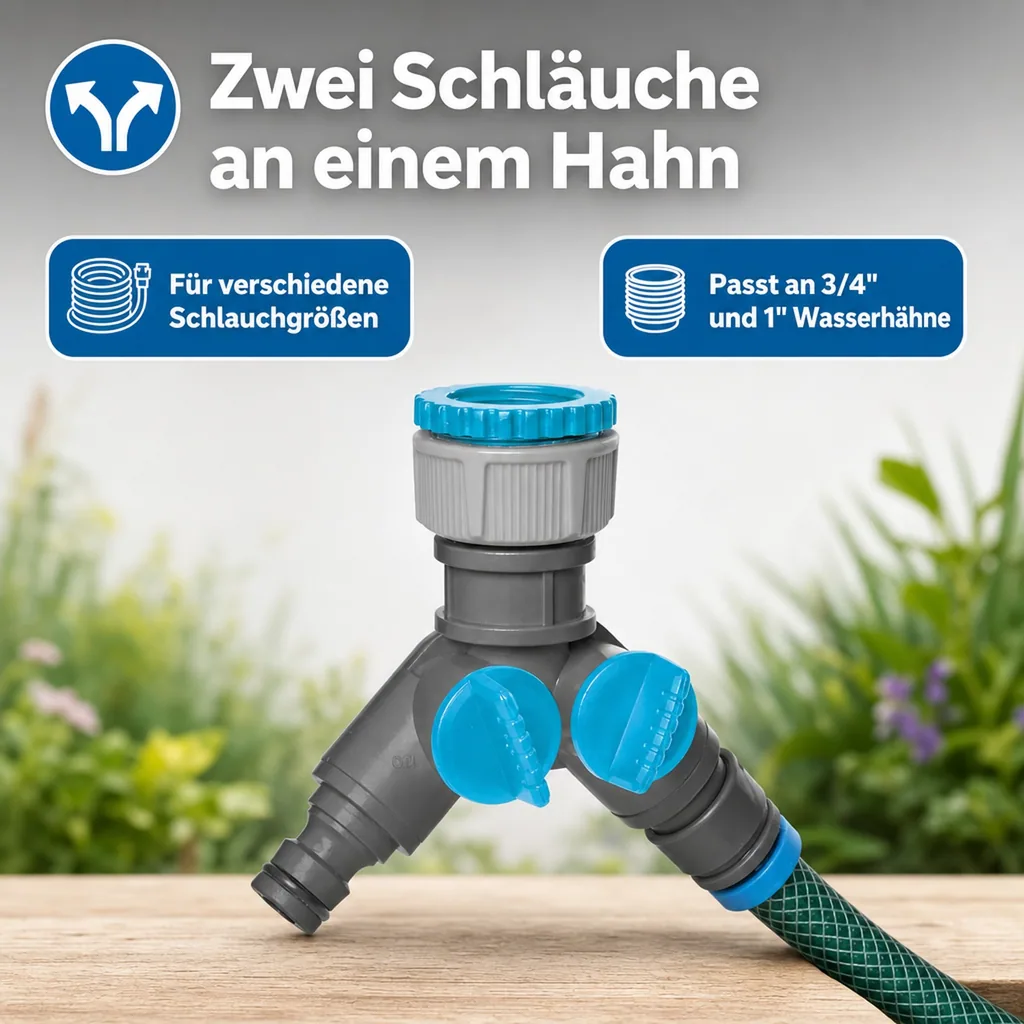 Garten Verteiler, 2 Wege Verteiler mit Absperrhahn