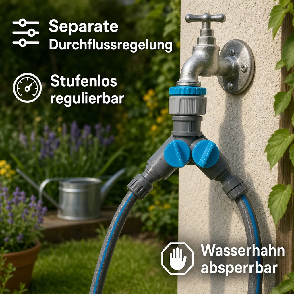 Garten Verteiler, 2 Wege Verteiler mit Absperrhahn