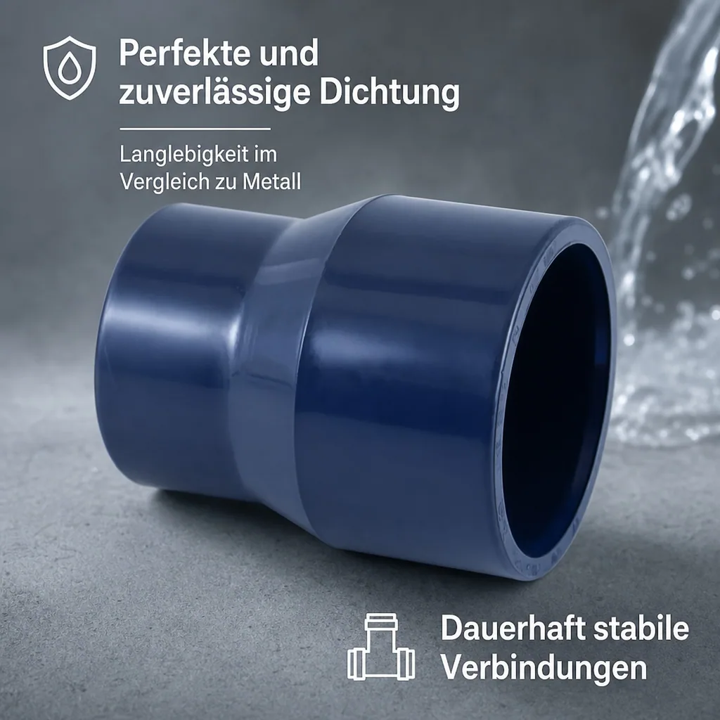PVC Reduzierung 50-40x32mm, PN16, Hart PVC Klebefitting