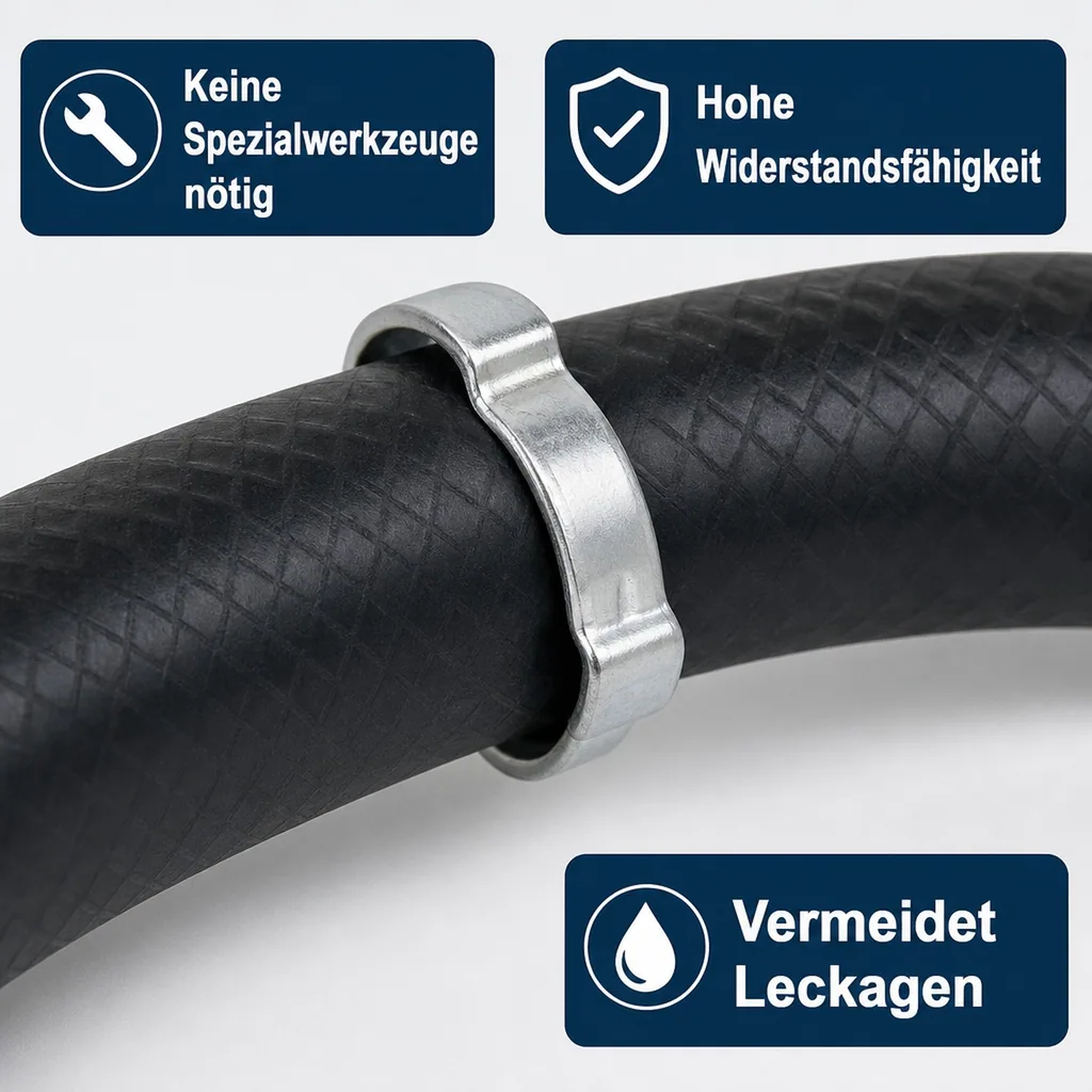 Ohr Schellen, 2 Ohr Schellen, Klemmschellen 13-15mm, Schlauchschellen