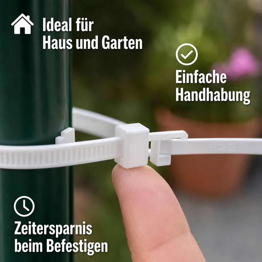 100 Kabelbinder wiederlösbar 150 x 7,6mm natur