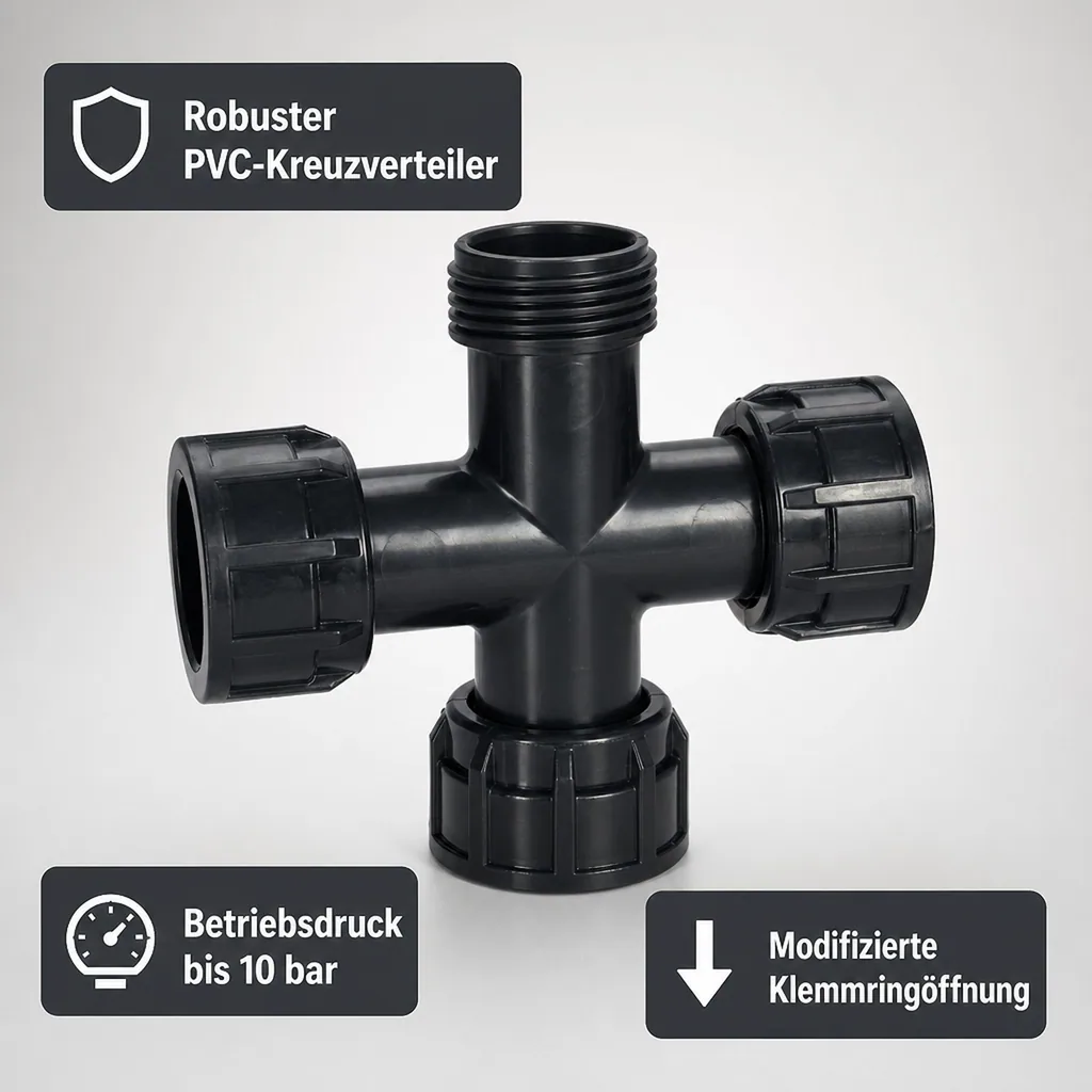 Kreuzverteiler 1 Zoll, PVC Verteiler, Rohrverbinder Kreuz