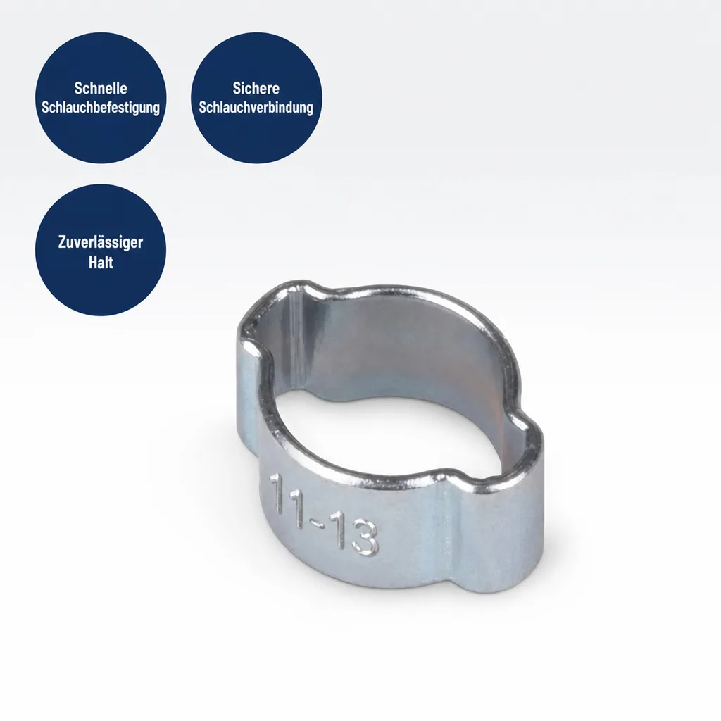 Schlauchschellen 11-13mm, 2 Ohr Schellen, Klemmschellen