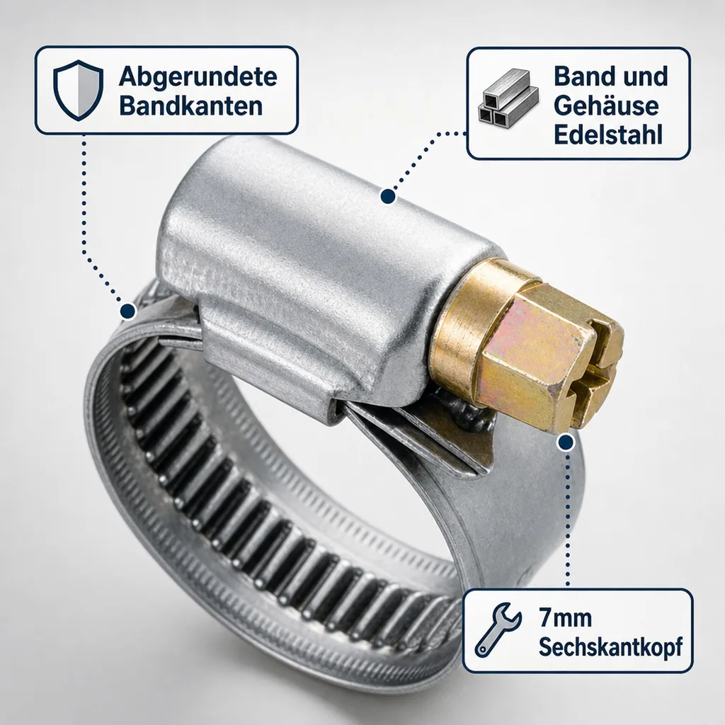 Edelstahl W2 Schlauchschellen 12 mm 80 - 100 mm