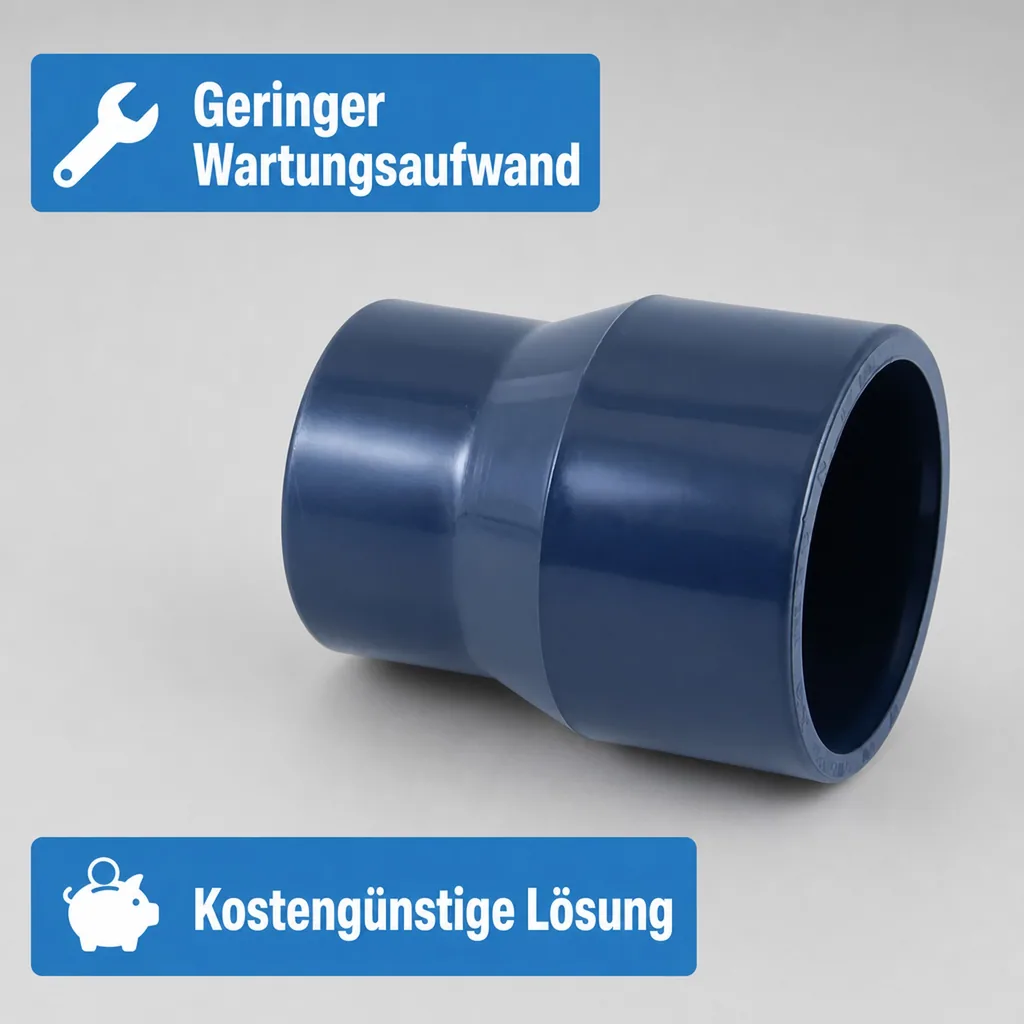 PVC Fitting Reduzierung lang, 63-50mm x 40mm, PN16