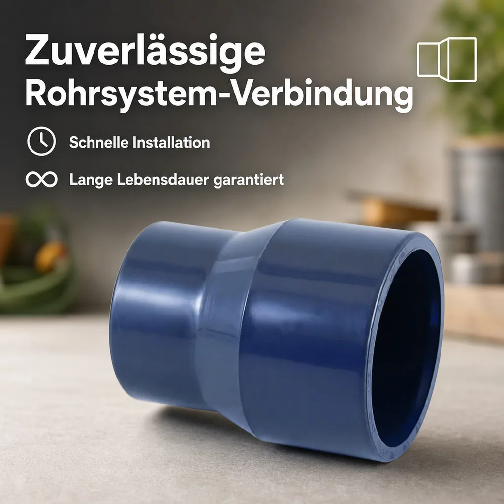 PVC Fitting Reduzierung lang, 63-50mm x 40mm, PN16