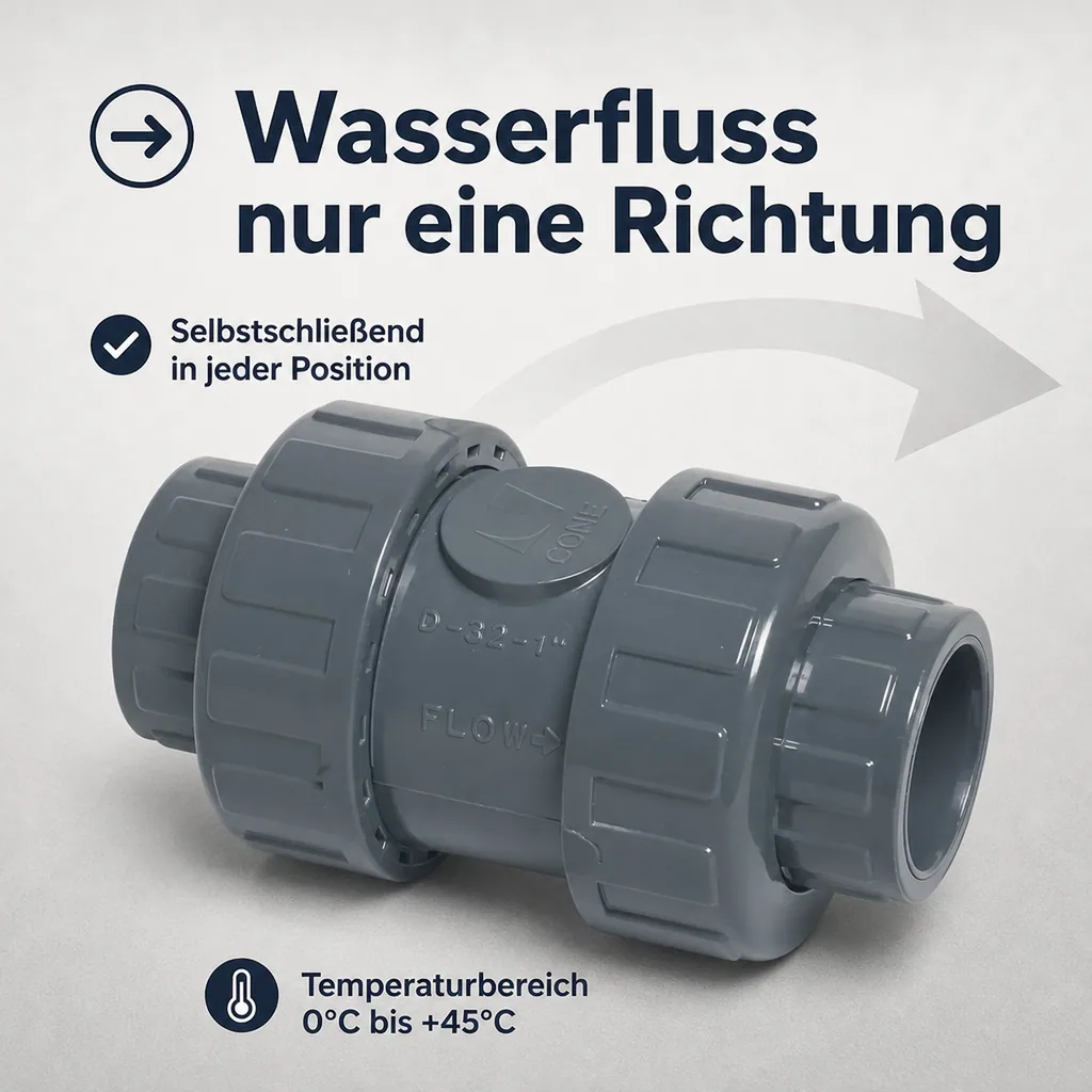 PVC - U Rückschlagventil 25 mm Klebemuffe