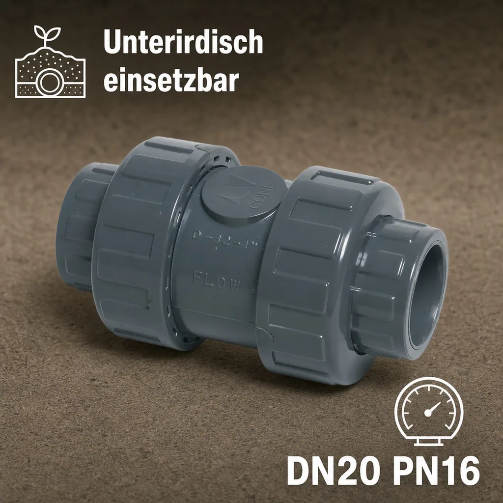 PVC - U Rückschlagventil 25 mm Klebemuffe