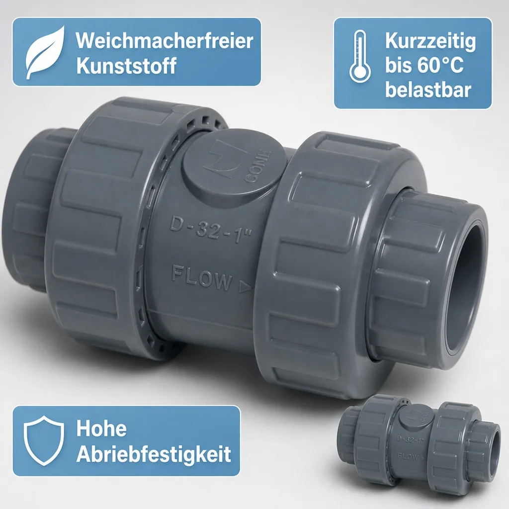 PVC - U Rückschlagventil 25 mm Klebemuffe