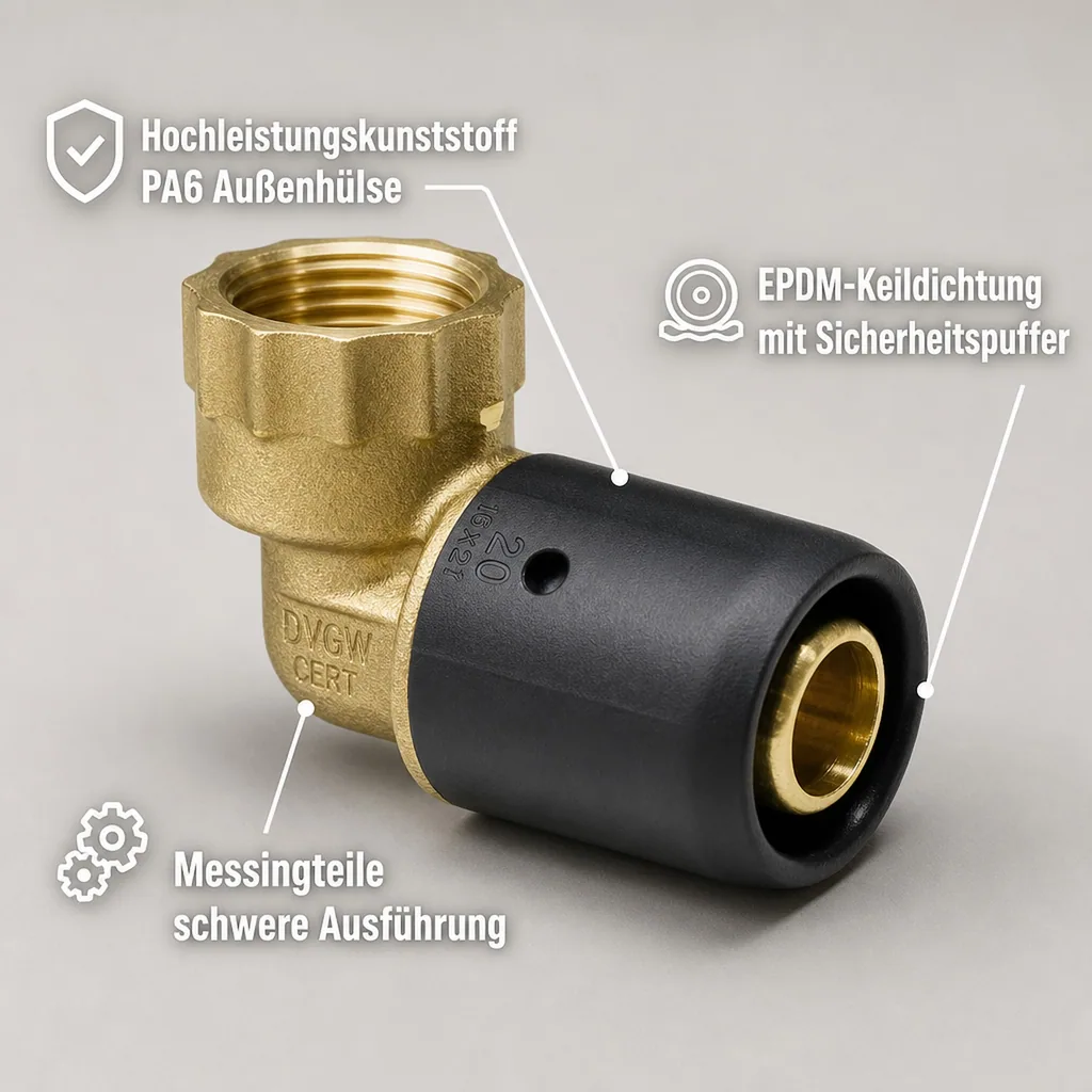 Steckfitting Winkel 16 x 2 auf 1/2" IG
