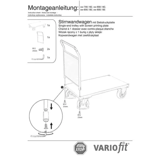 Stirnwandwagen 1000 kg Typ L + EasySTOP