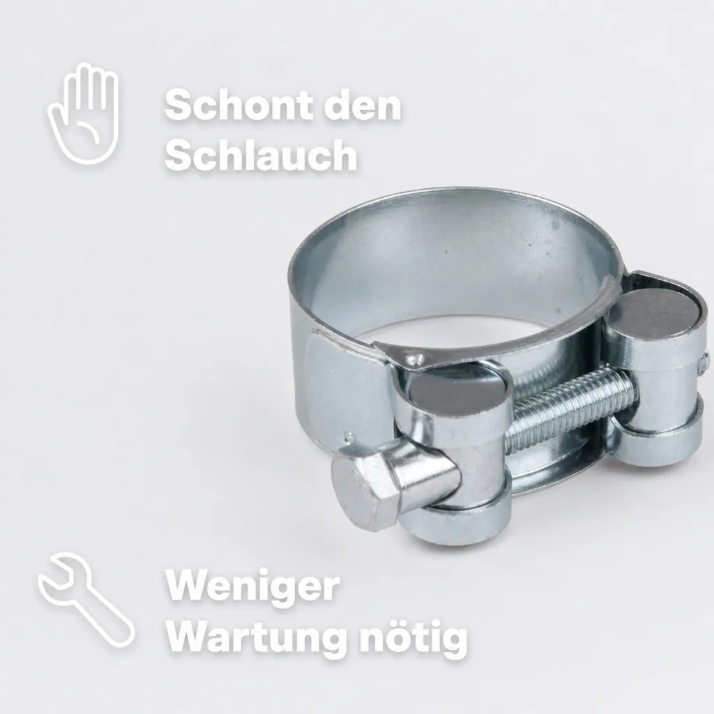 Schlauchschellen 19-21mm, Spannbackenschellen, verzinkt, Gelenkbolzenschellen