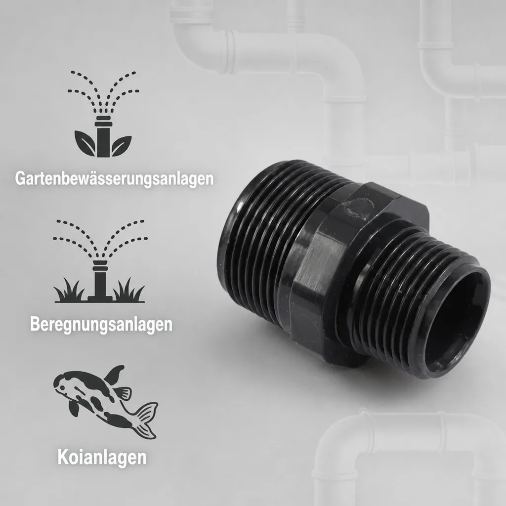PVC - U Doppelnippel reduziert AG 1" x 3/4"