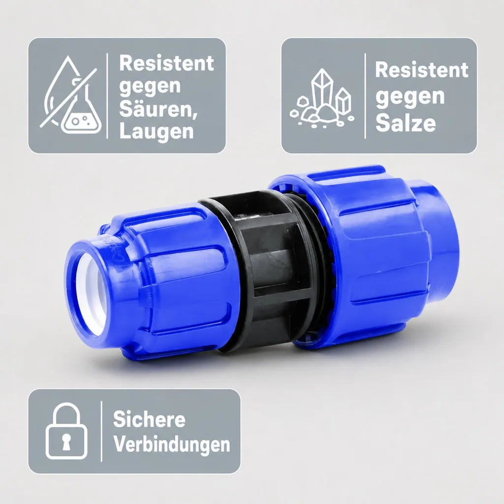 PE Rohr Verschraubung reduziert, 40 x 32 mm, Rohrkupplung