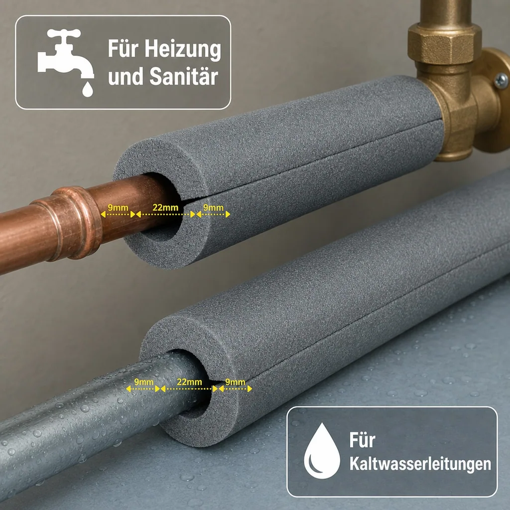 Rohrisolierungsband 1m, 22 mm x 9 mm, selbstklebend
