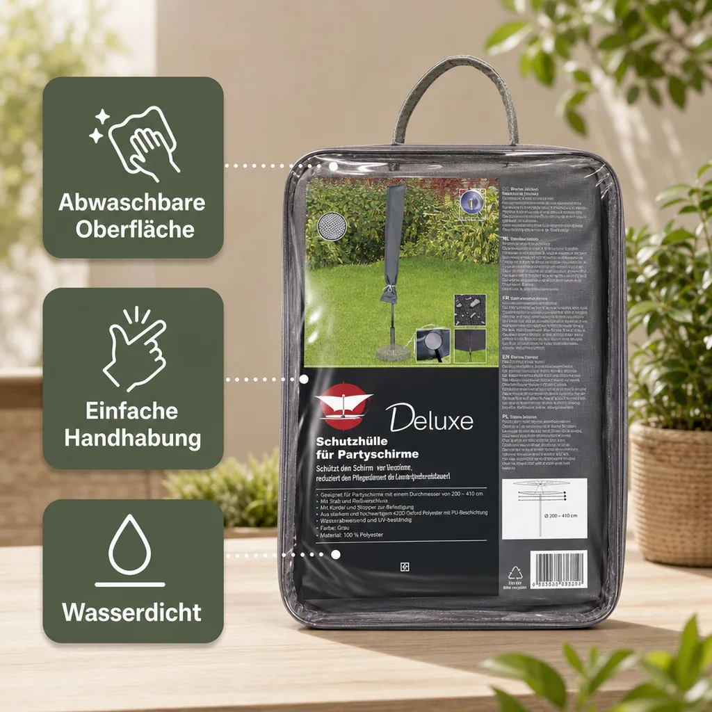 Schutzhülle Schirm, Partyschirm Abdeckung, Deluxe, Ø200-410 cm, Wetterfest