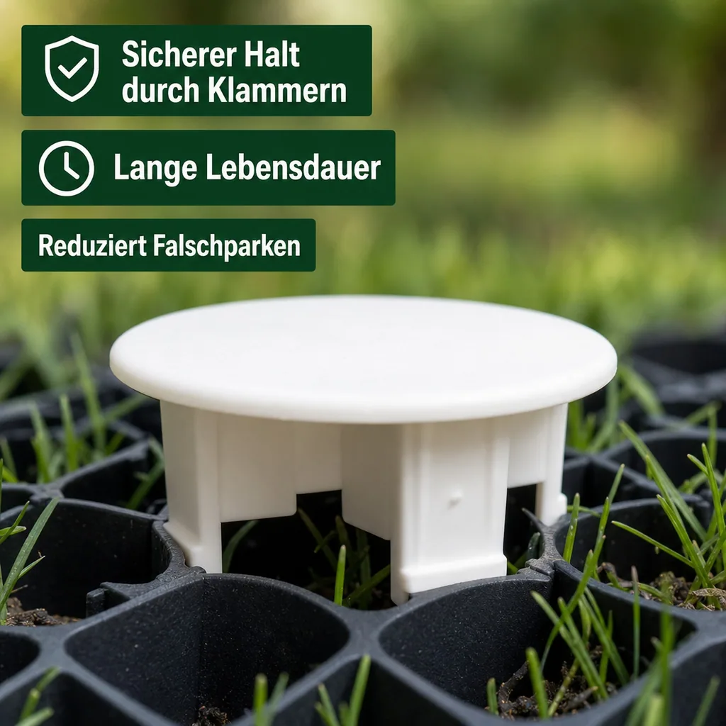 Rasengitter Markierung, Parkplatzmarkierung, weiß