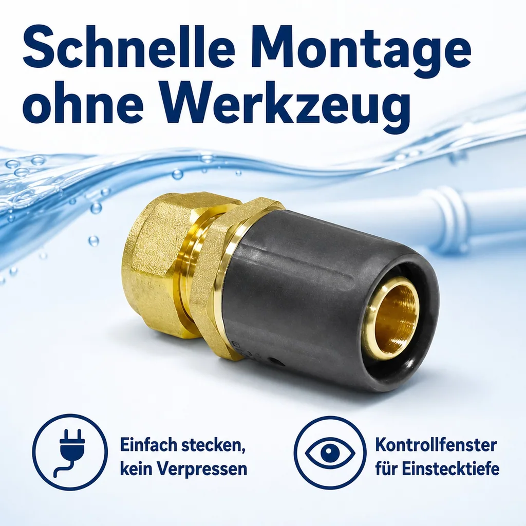 Steckfitting Übergang auf Kupferrohr Schraubanschluss 20 x 2 - 22 mm