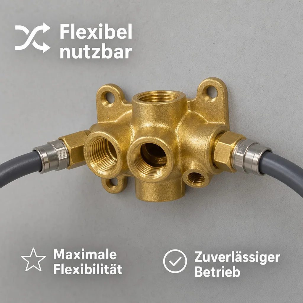Druckluft Wanddose Messing 5-fach, 1/2 Zoll Innengewinde