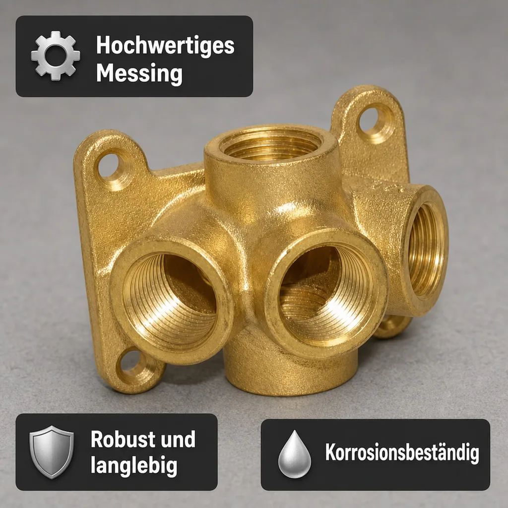 Druckluft Wanddose Messing 5-fach, 1/2 Zoll Innengewinde