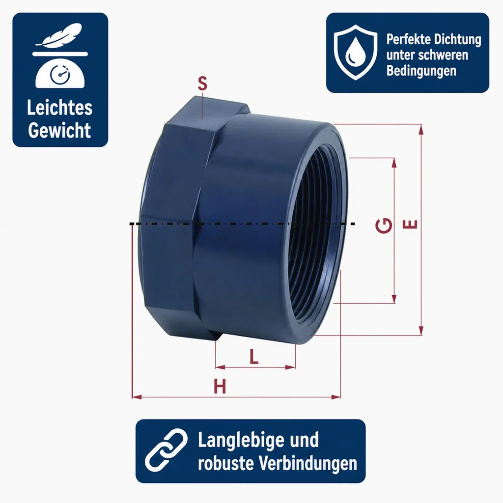 PVC - U Kappe IG 3/4" PN10