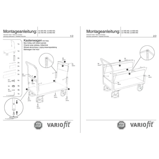 Transportwagen, Kastenwagen / Bügelwagen Typ S, EasySTOP, 400 kg Traglast