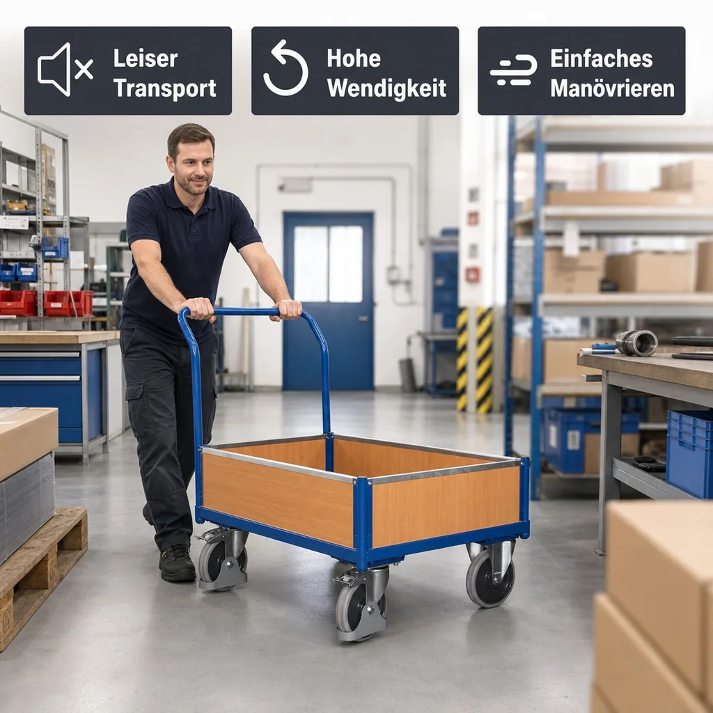 Transportwagen, Kastenwagen / Bügelwagen Typ S, EasySTOP, 400 kg Traglast