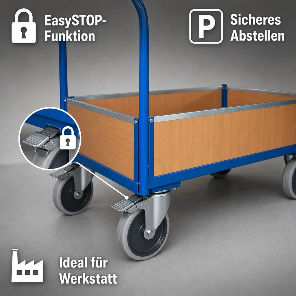 Transportwagen, Kastenwagen / Bügelwagen Typ S, EasySTOP, 400 kg Traglast