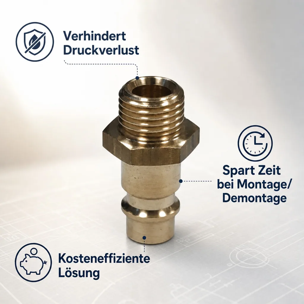 Druckluftkupplung, Druckluft Stecker 1/4 Zoll Aussengewinde