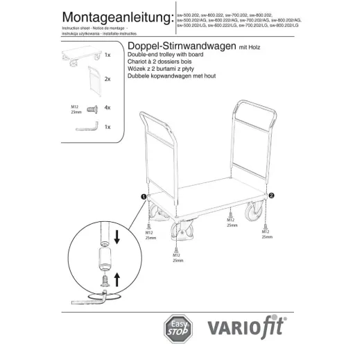 Stirnwandwagen, Doppel, 400 kg, EasySTOP