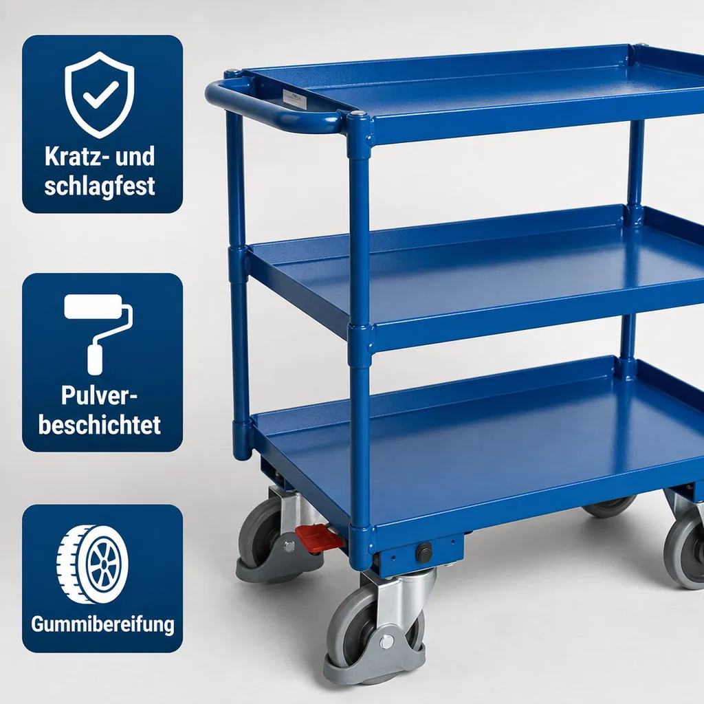 Tischwagen, Werkstattwagen, Etagenwagen, 400 kg Traglast, EasySTOP
