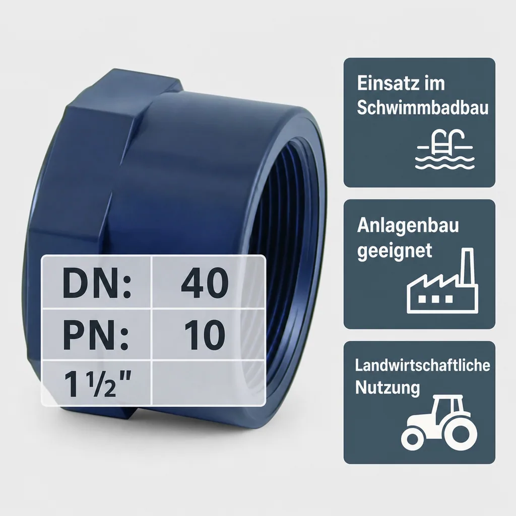 PVC - U Kappe IG 1 1/2" PN10