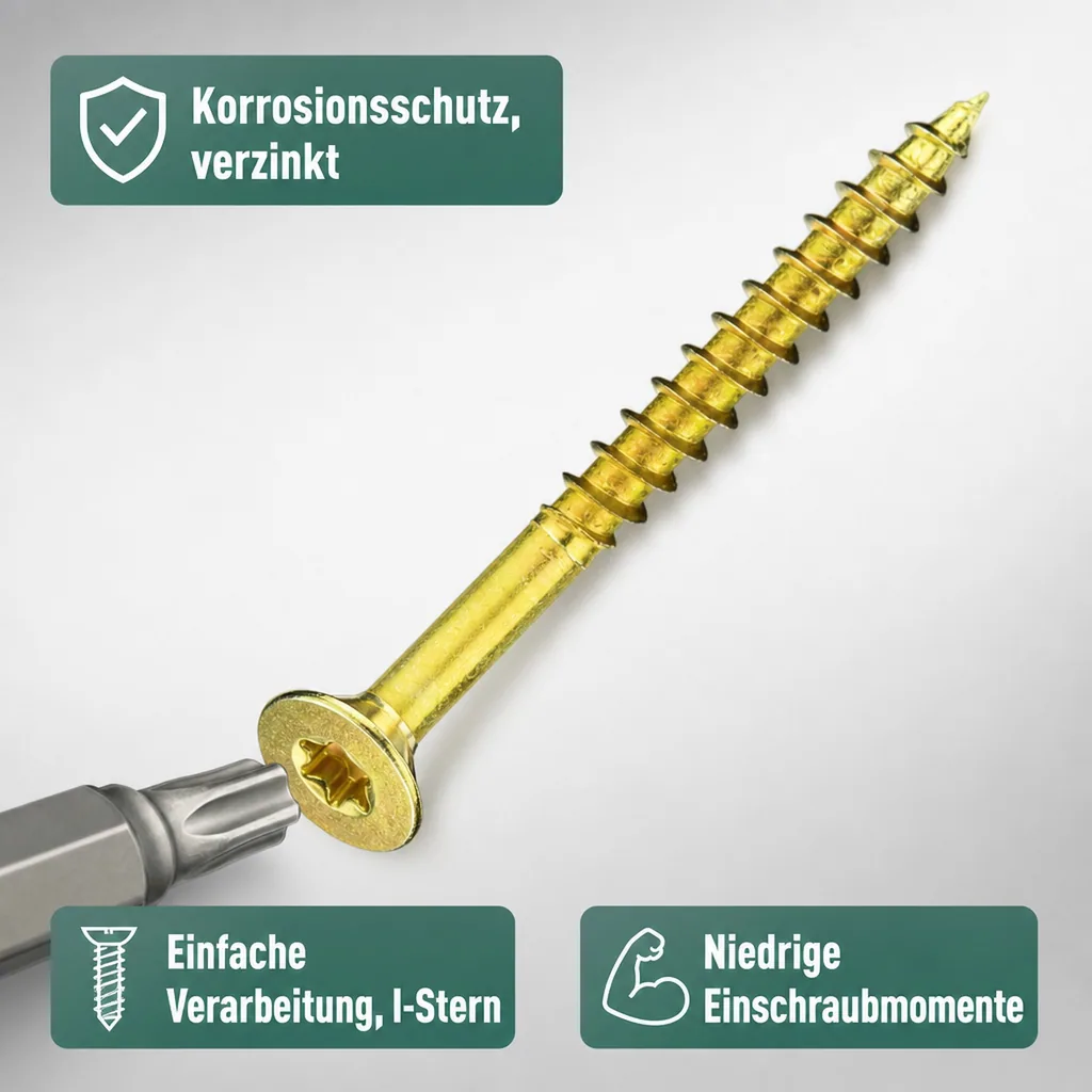 Spanplattenschrauben 4,5x70, 200 Stück, Senkkopf, Teilgewinde