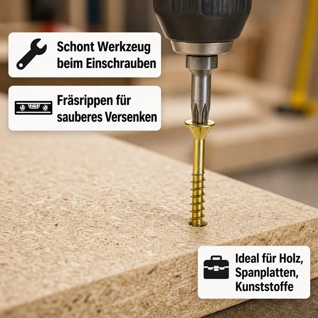 Spanplattenschrauben 4,5x70, 200 Stück, Senkkopf, Teilgewinde