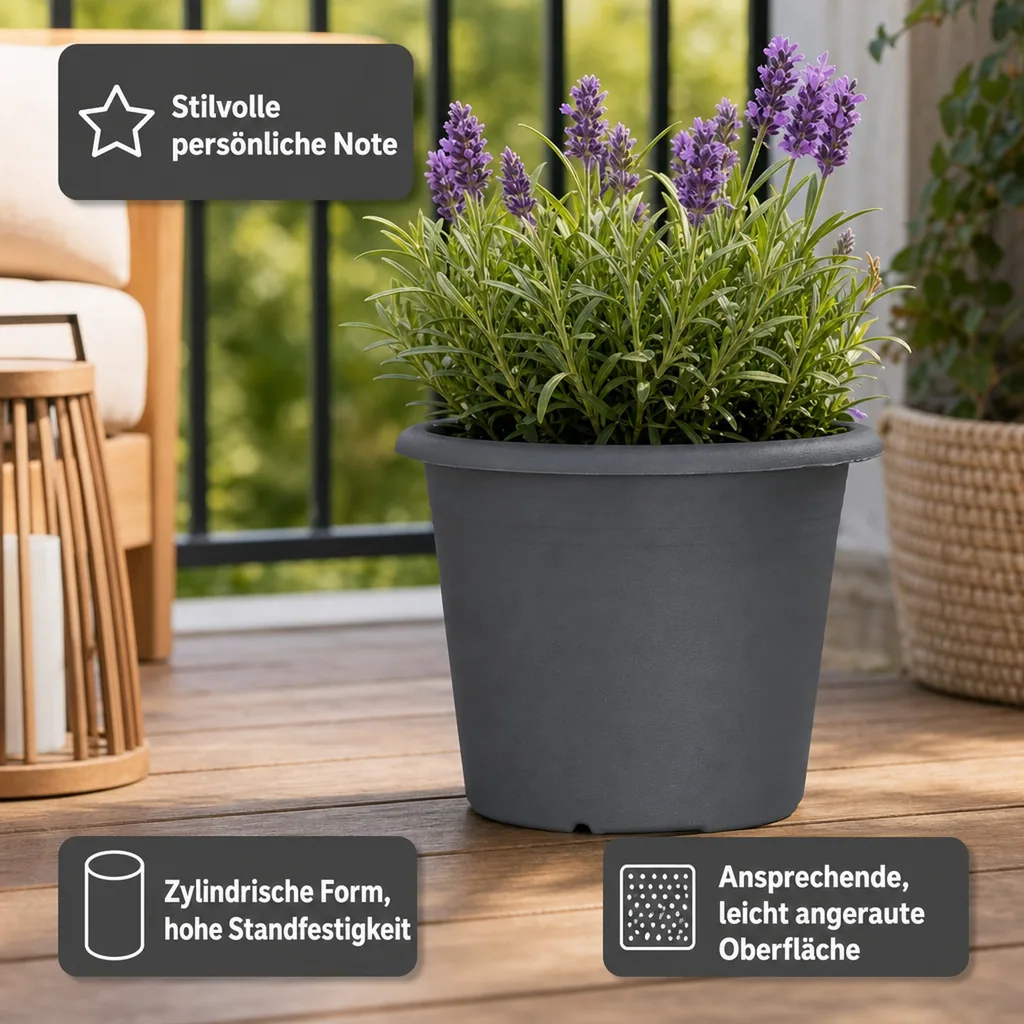 Blumentopf CYLINDRO Ø 12 cm, anthrazit