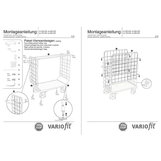 Vierwandwagen, Paketwagen, niedrig, XL, EasySTOP, 500kg