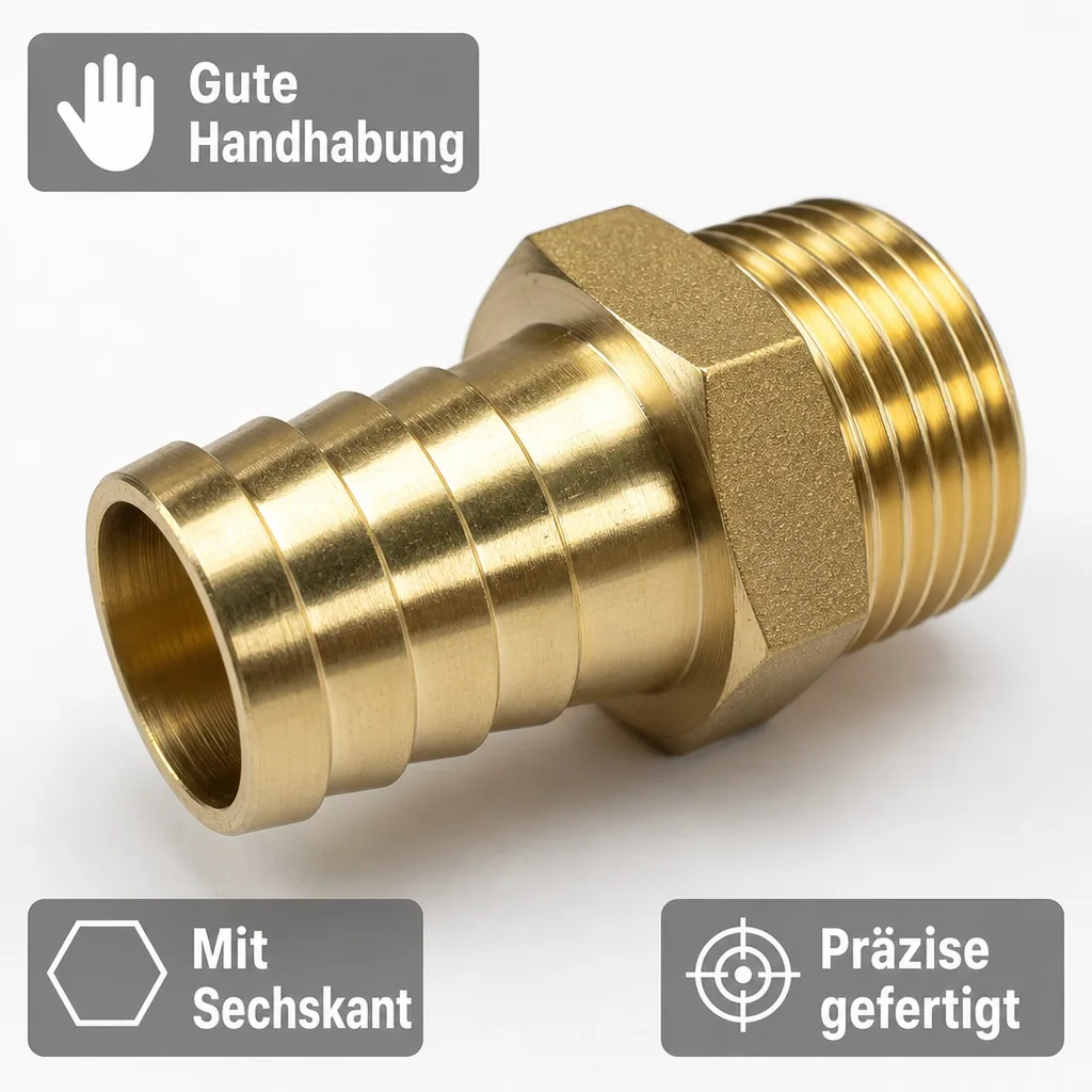 Schlauchstutzen Messing 1 1/4" AG - 25 mm