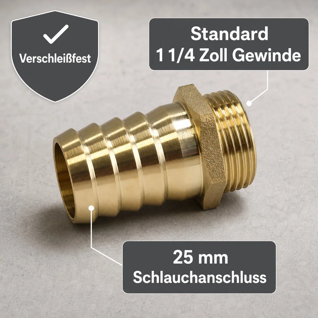 Schlauchstutzen Messing 1 1/4" AG - 25 mm