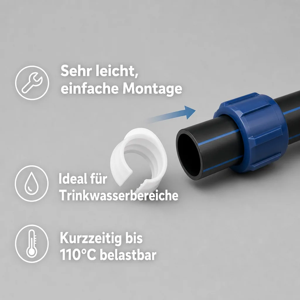PP PE Rohr Verschraubung Klemmhülse 20