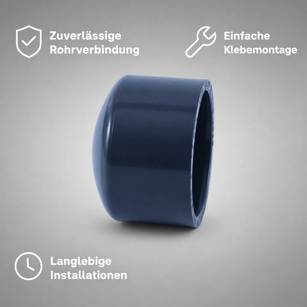 PVC Klebemuffe 20mm, PVC-U Kappe, PN16 Fitting
