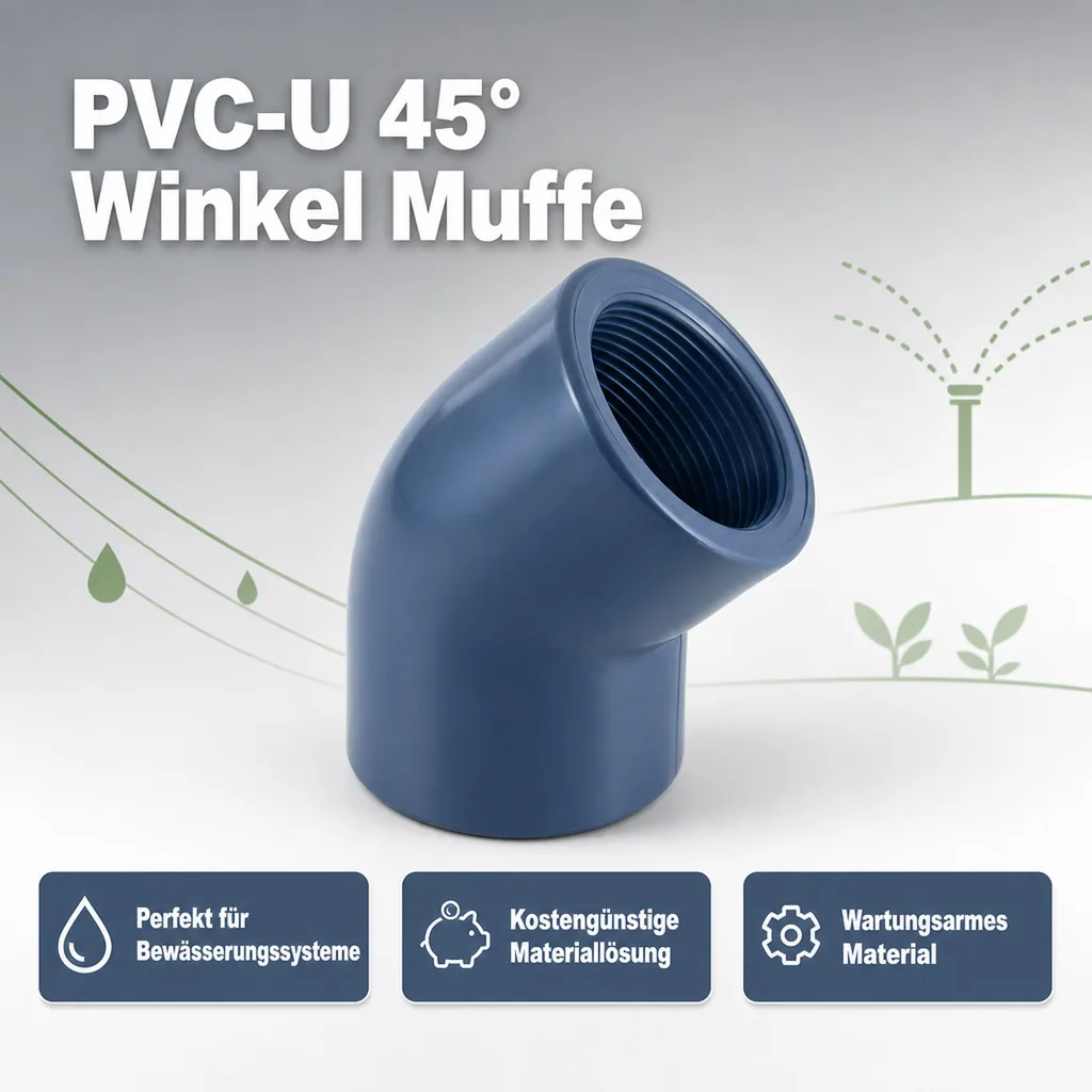 PVC Winkel 45 Grad, PVC-U Winkel, Muffe 32 mm x 1", PN10