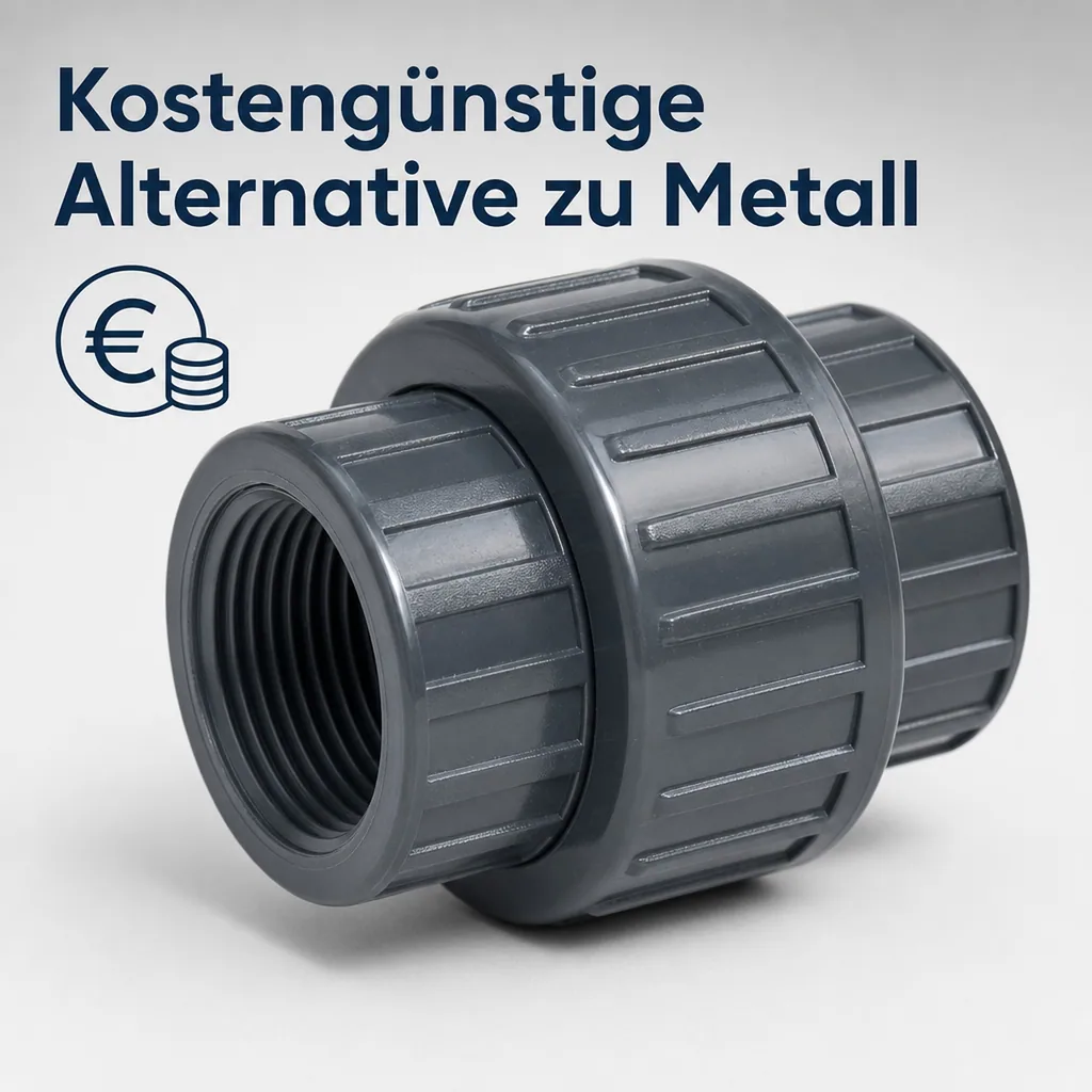 PVC Verschraubung 1 1/4 Zoll, IG x IG, PVC-U Fitting