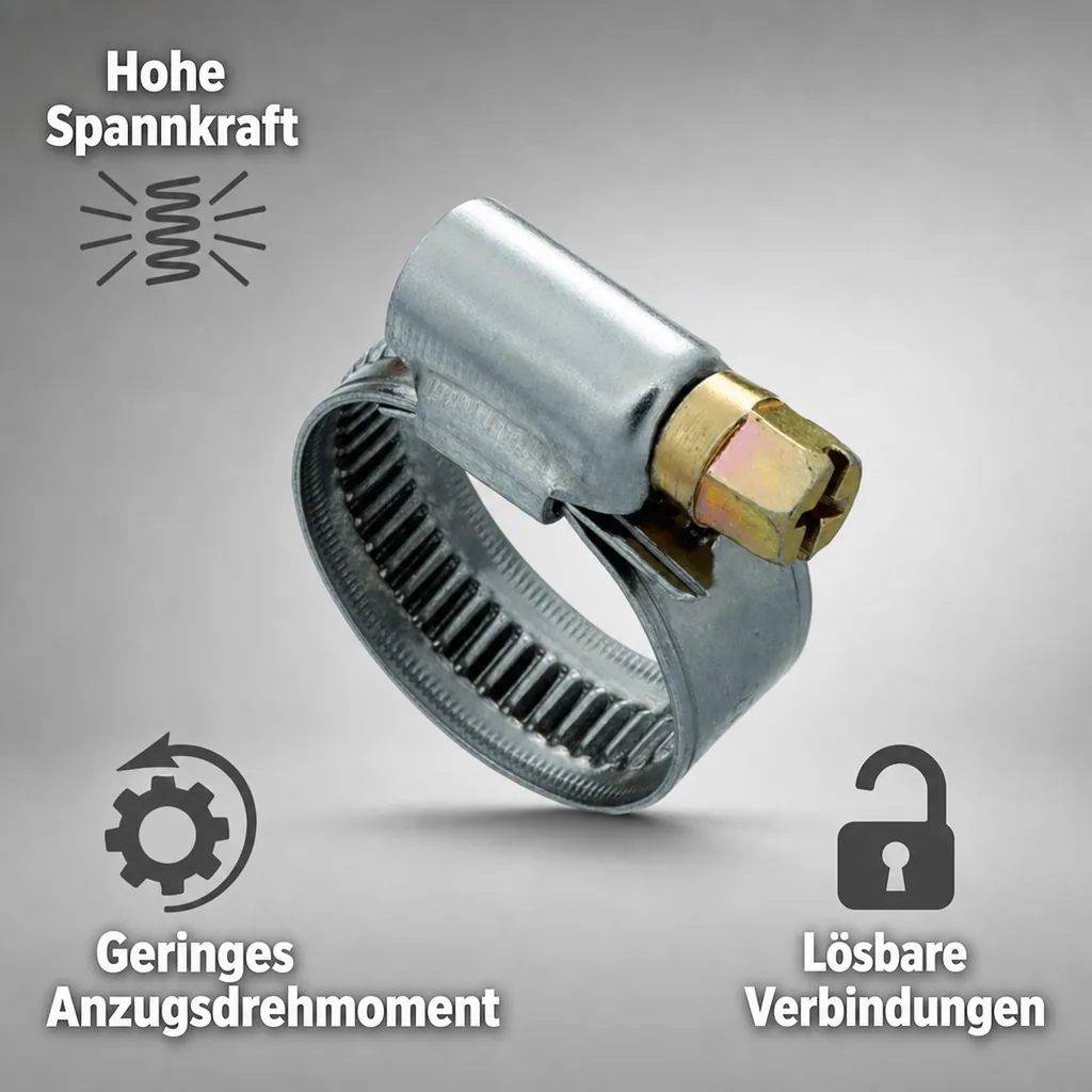 Edelstahl W2 Schlauchschellen 12 mm 40 - 60 mm