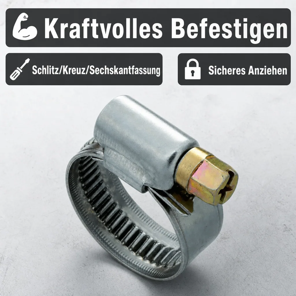 Edelstahl W2 Schlauchschellen 12 mm 40 - 60 mm