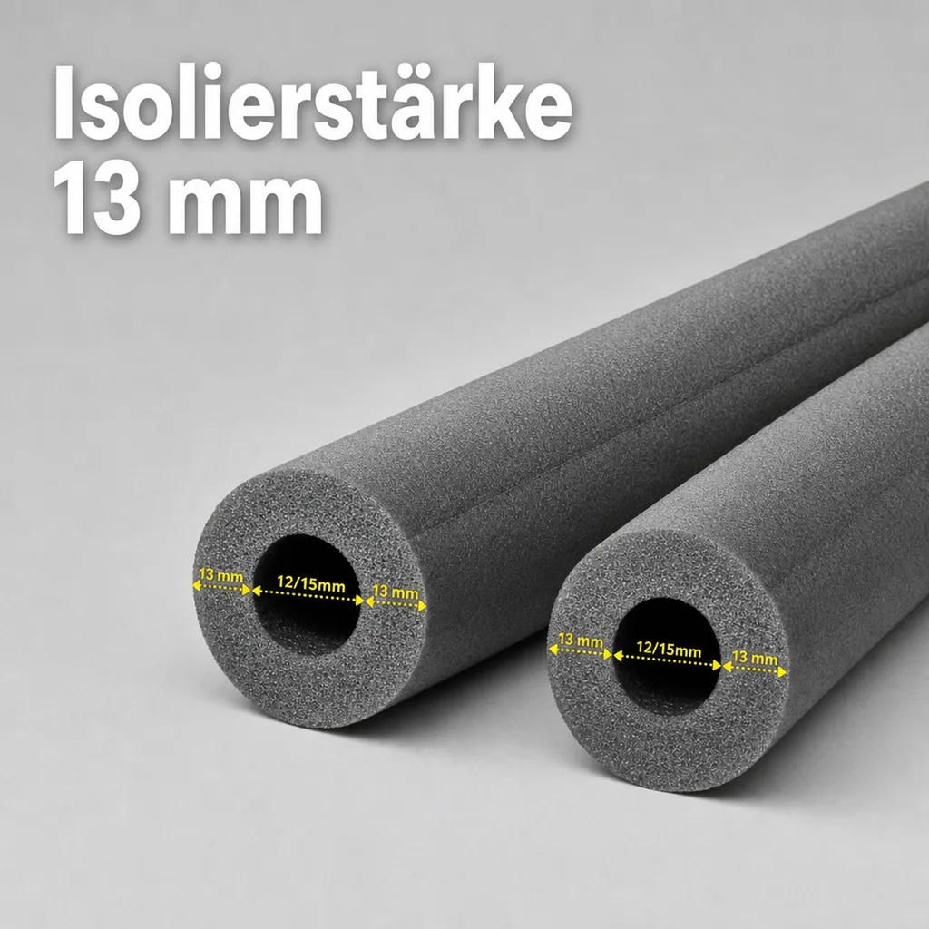 Rohrisolierung, 1m, 12/15 mm x 13 mm, Foam Rohrisolierung, Rohrmanschettenisolierung