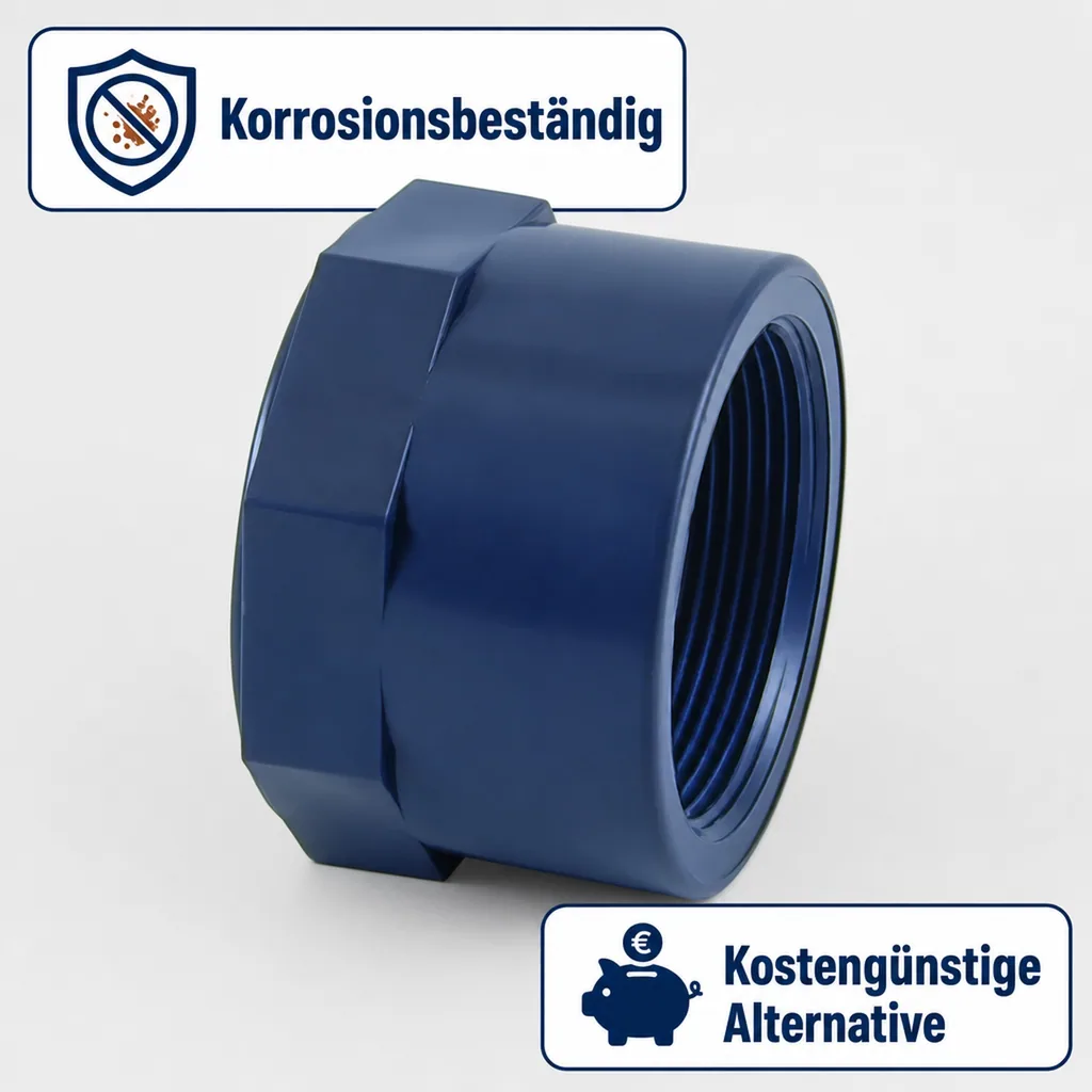 PVC U Kappe, 1 1/4 Zoll Innengewinde, PN10